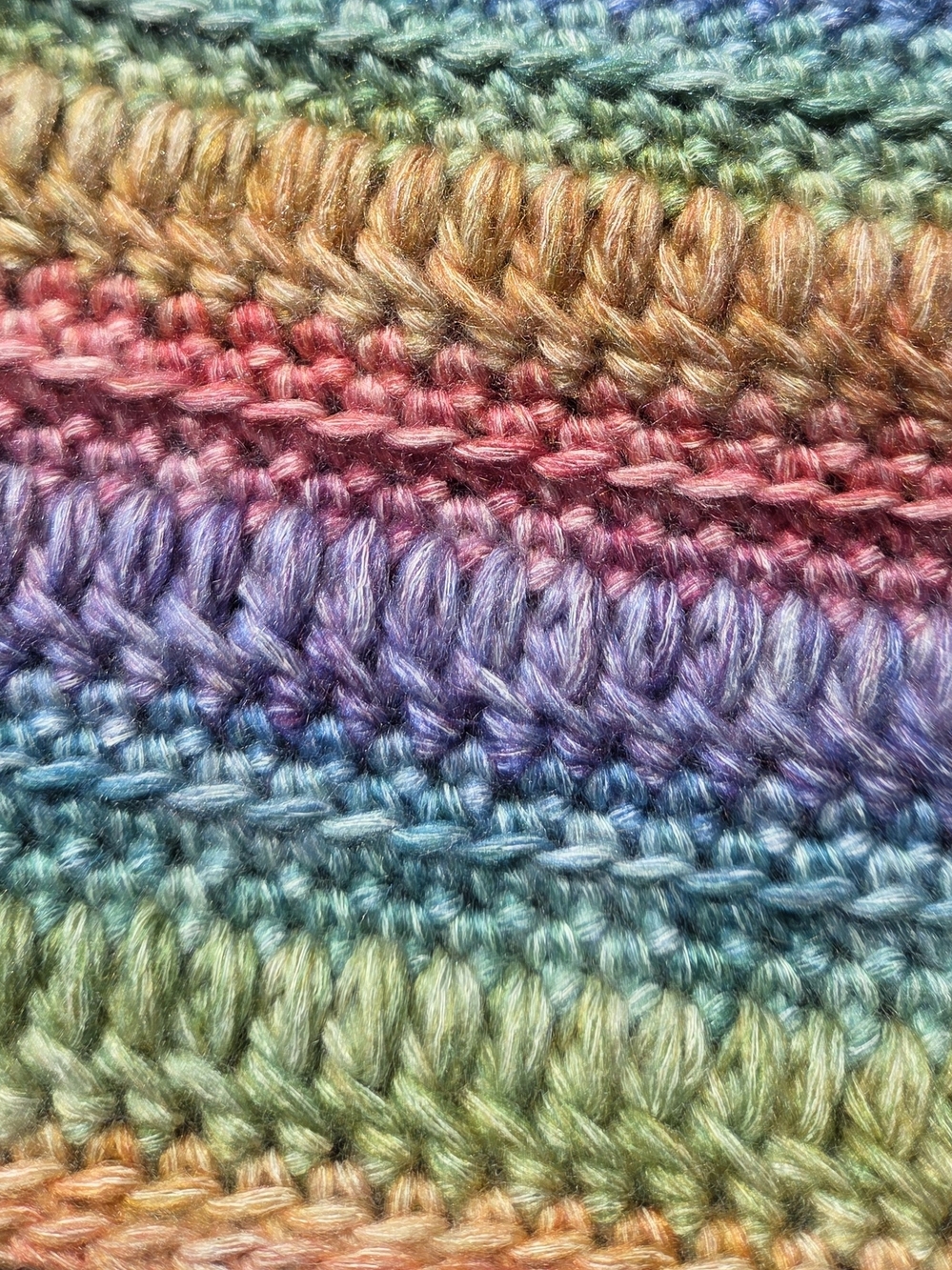 Artisan Handmade Crochet Cotton Blend "Rainbow Ribbons" Beanie Hat - Picture 6 of 6